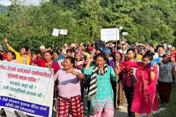 Community Protest Against Land Grabbing Carried out by 900 MW Arun – III hydro Power Project and its Link Project.