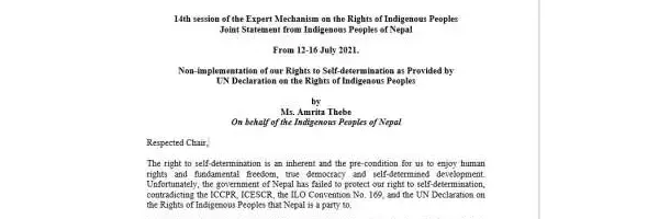 Joint Statement from Indigenous Peoples of Nepal