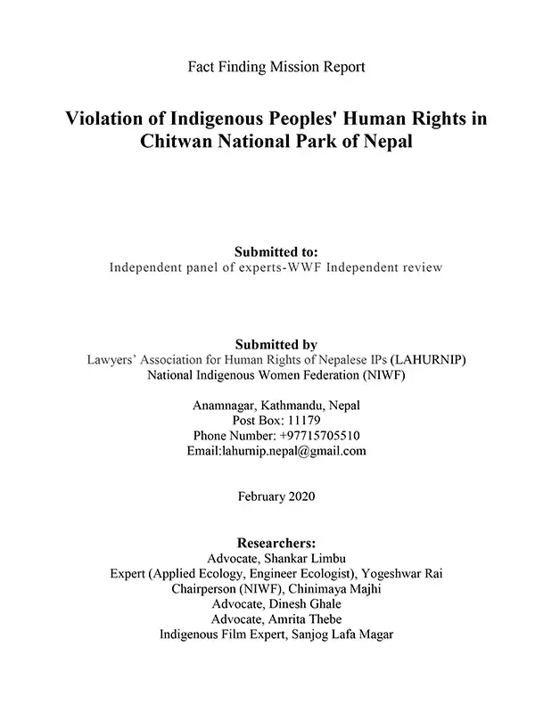 Violation of Indigenous Peoples' Human Rights in Chitwan National Park of Nepal-Fact Finding Mission Report