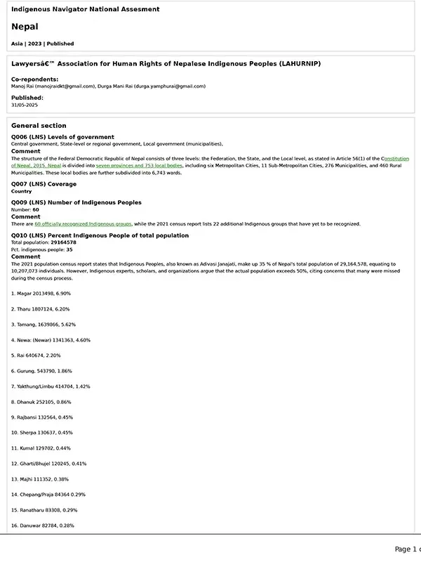 Indigenous Navigator National Assesment