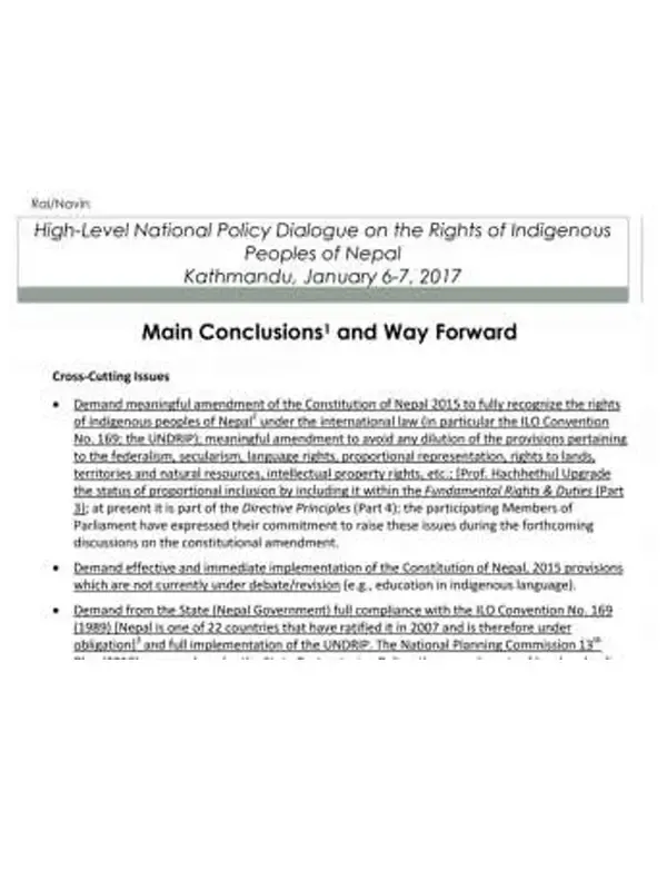 Main Conclusion and Way forward of the  High-Level National Policy Dialogue on Rights of Indigenous Peoples_ENG
