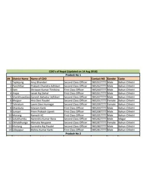 Contacts of CDO's