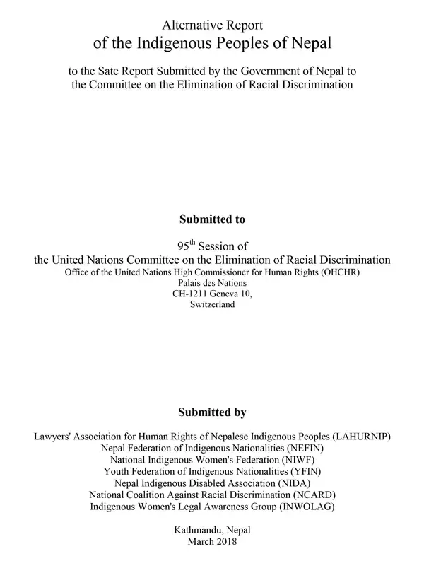 Indigneous Peoples-CERD Alternative Report-2018