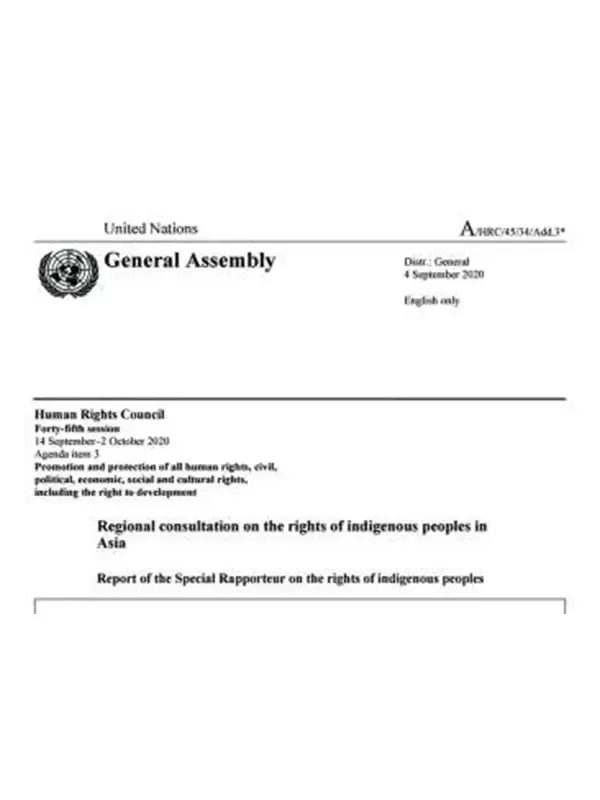 Report on regional consultation on the rights of indigenous peoples in Asia